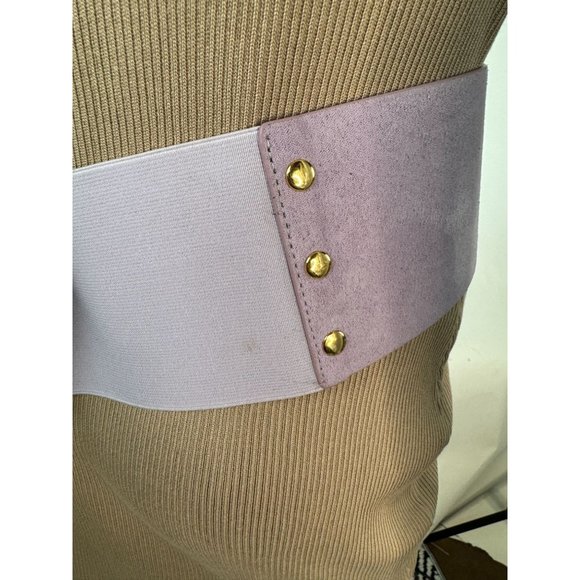 Hot on Hollywood Leather Laced Belt with Elastic Inserts  L Purple - Picture 7 of 16